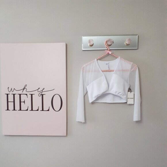 NWT Beth Richards white mesh accented long sleeve swim top - Picture 4 of 8